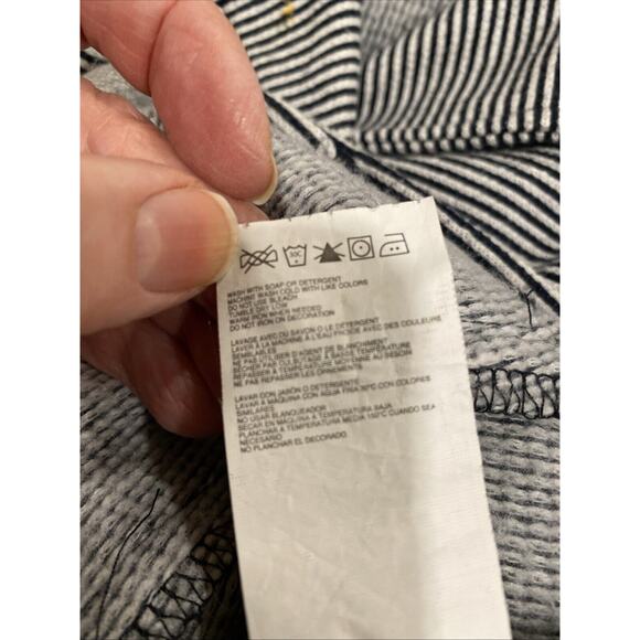 Roxy The Cuddle jacket Women’s Medium Hooded Peacoat Navy White Striped Nautical - Picture 8 of 9